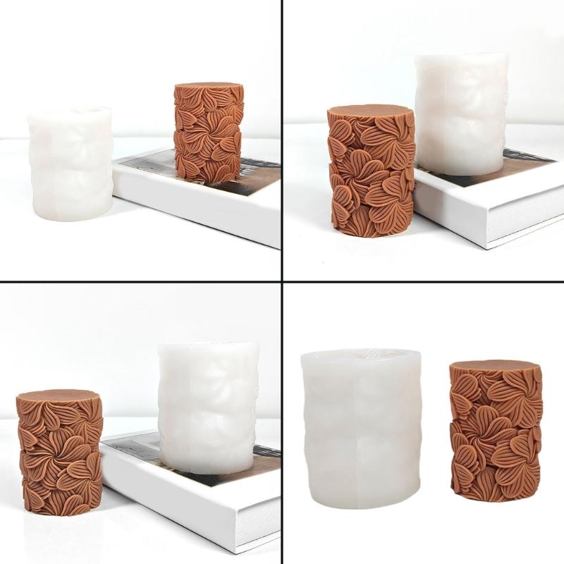 Geprägtes Blatt Zylinder Silikon Kerzenformen für Epoxidharz Handgemachte Kerze Seife Fondantformen Schokolade Silikonformen