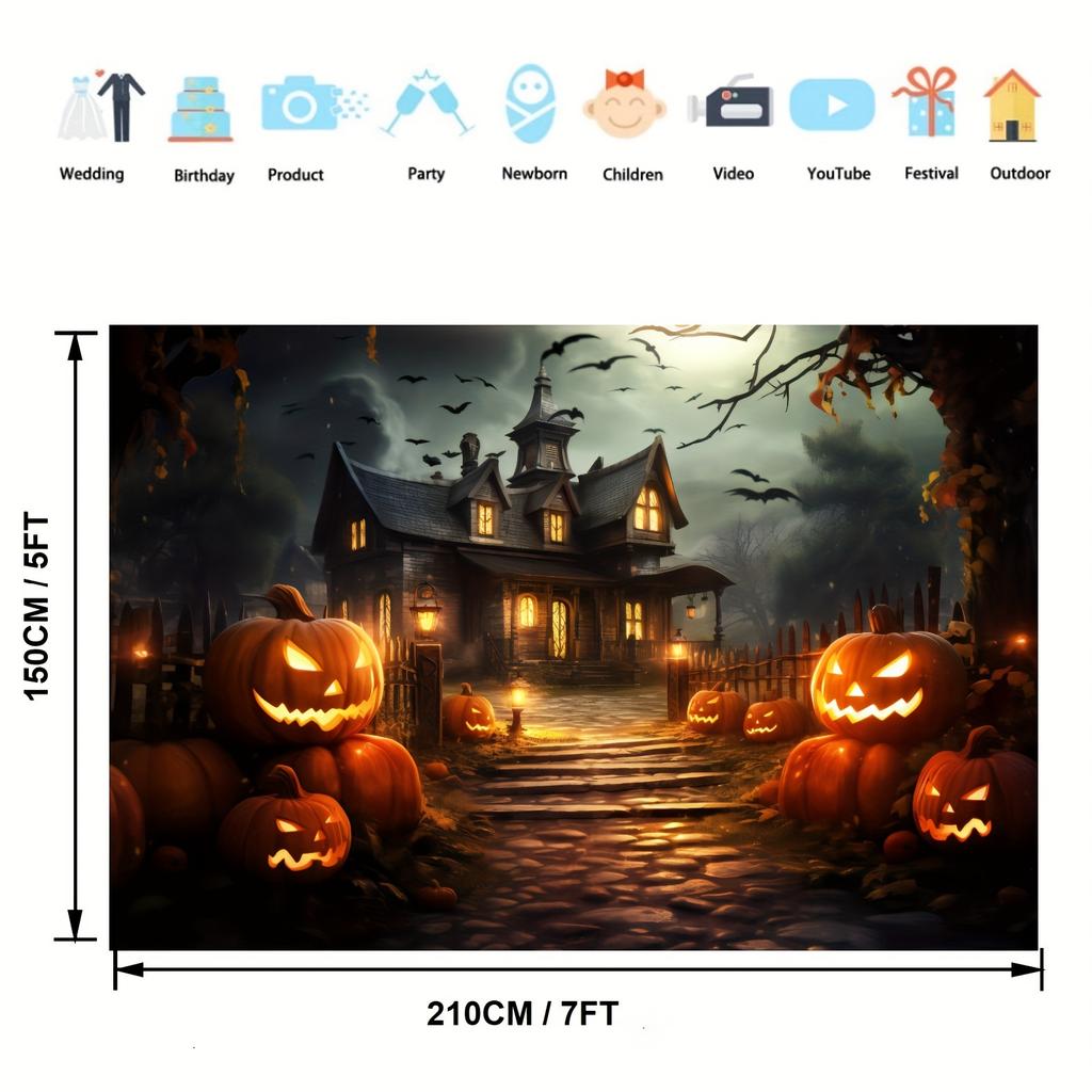 Spooky Halloween Photo Booth Banner - Polyester Fiber Backdrop with Room Decoration Photography Props