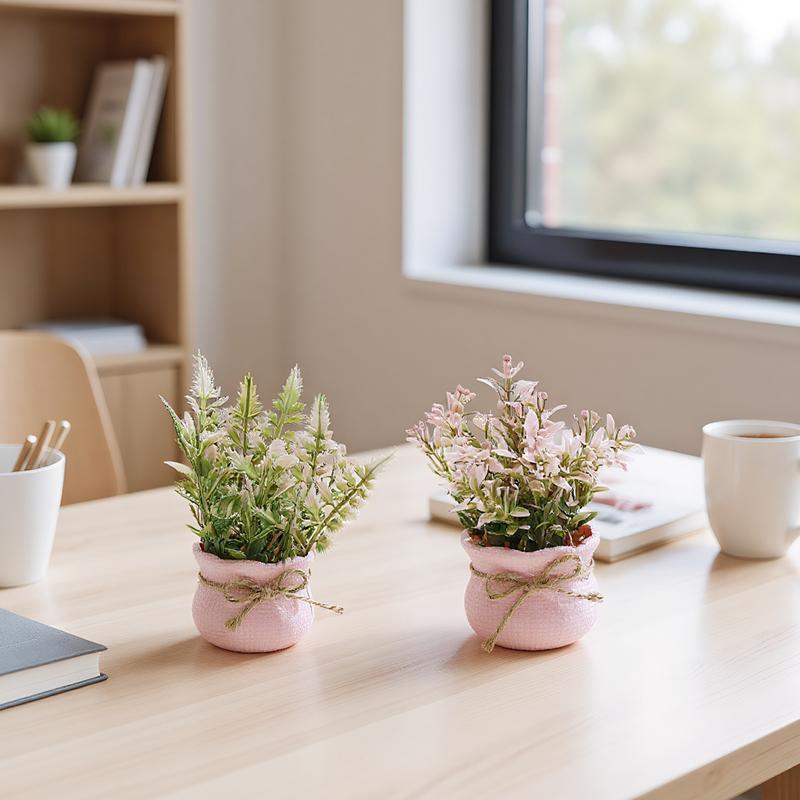 1/4 Stück Simulierte Topfpflanzen Niedliches Phalaenopsis-Design Bürodekor Rosa Thema Geschenk Mini Party 13cm