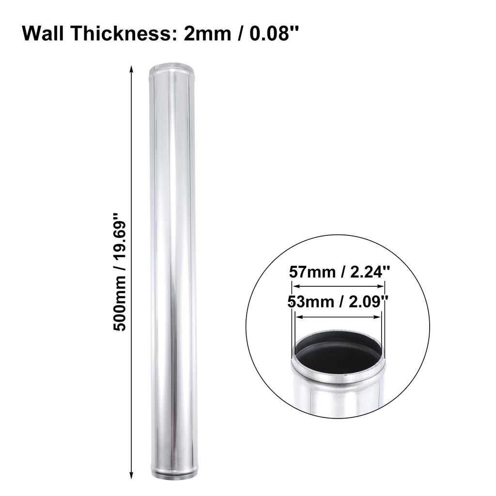 Uxcell Aluminum Alloy Tube OD 51/57/63/70/76mm Intercooler Pipe Air Intake Tube Hose 0 45 Degrees 500mm Length for Car