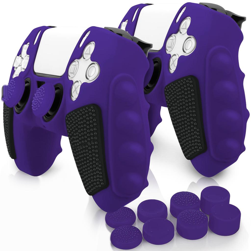 For Sony PlayStation 5 Controller Silicone Case with 8 Joy-Stick Caps Color Matching Protective Cover