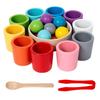Wooden Montessori Color Sorting Cups Educational Toy For Childrens Cognitive Development
