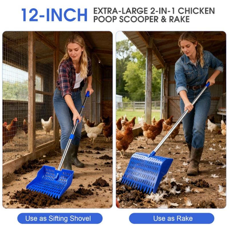 Adjustable Chicken Manures Scoops Rakes Poultry Poop Scooper for Durability in Poultry Farm Cleaning Task Multiuse Cleaner