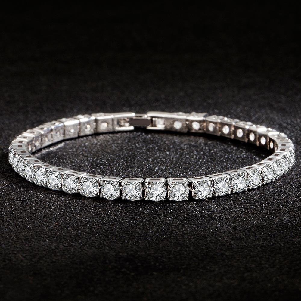 High Quality S925 Silver Platinum Plated Moissanite Bracelet Sparkling Personality Wedding Jewelry Gift Charm Bracelet for Women