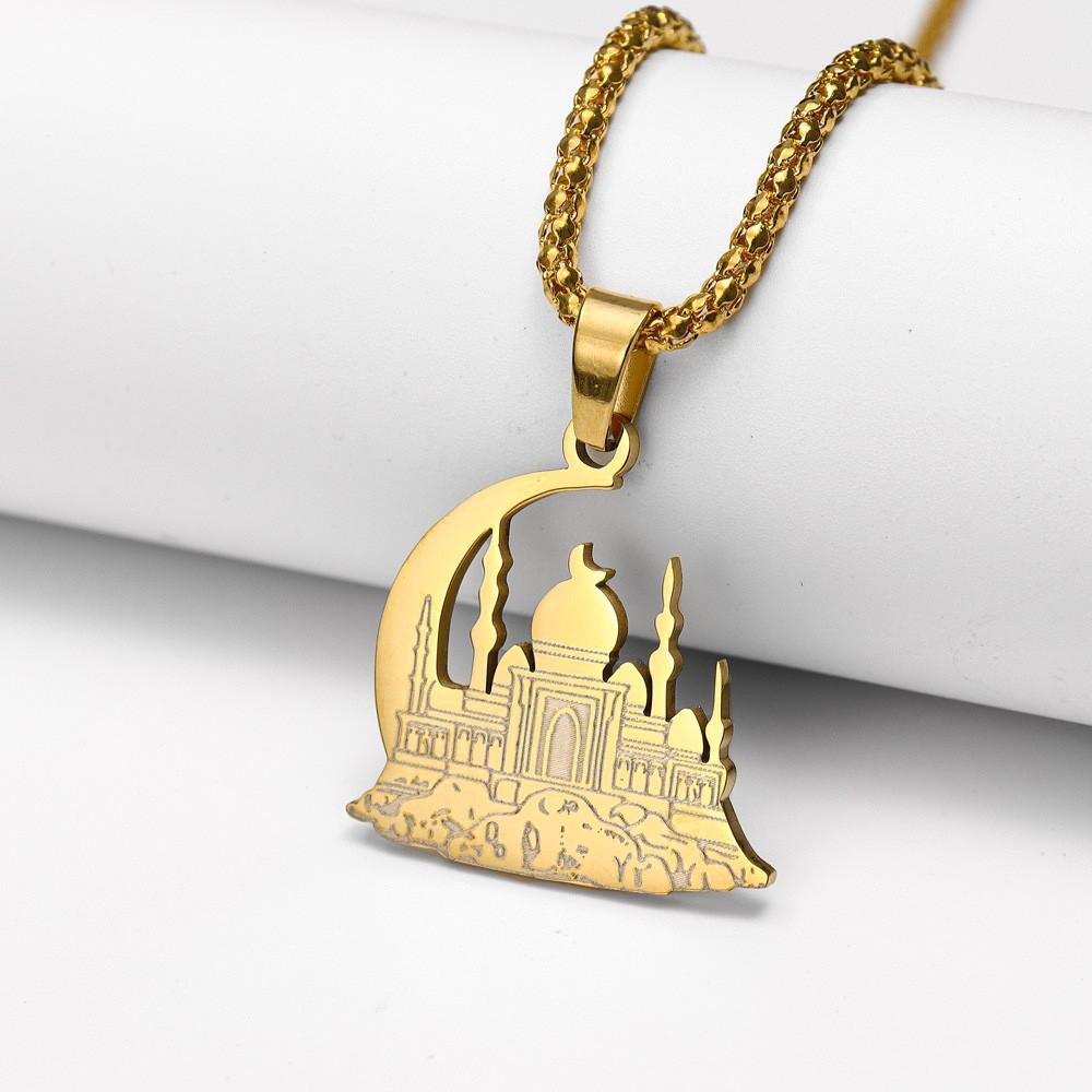 Mosque Crescent Stainless Steel Necklace