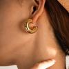 New Gold Plated Thick Hoop Earrings for Women Minimalist Geometric Simple Round Silver Earring Fashion Jewelry Gifts