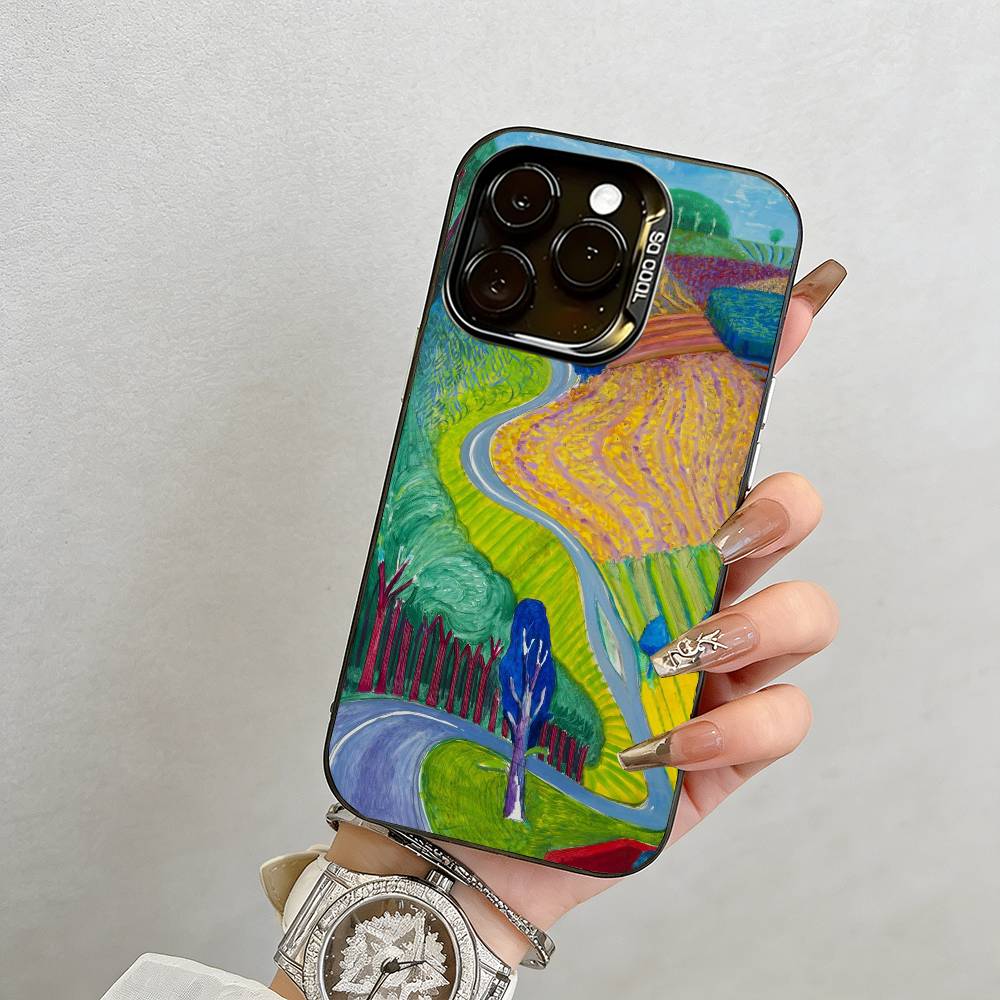 

David Hockney Art Phone Case For iPhone 17,16,15,14,13,12,11 Plus,Pro Max,XS,Colorful Silver Phone case Funda Cover iPhone17Air