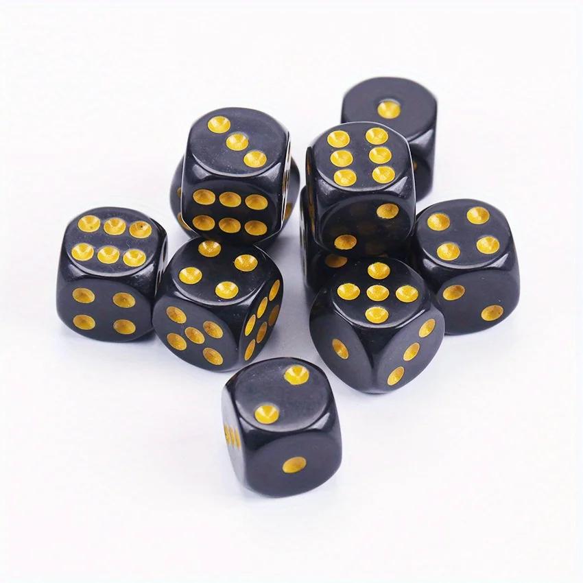 10 Pieces Round Corner Dice With Gold Dots For Tabletop Games, Parties, And Gatherings, Halloween/Thanksgiving/Christmas Gifts