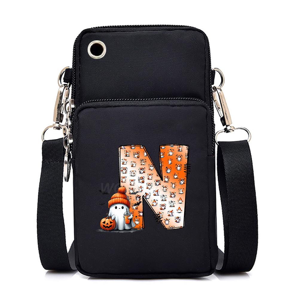 Halloween letter printing trend mobile phone bag vertical square black messenger bag change bag