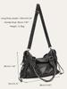 Vintage Washed PU Leather Large Capacity Tote Zip Pockets Braid Decor Shoulder Cross body Bag Unisex Women Daily Travel Handbag