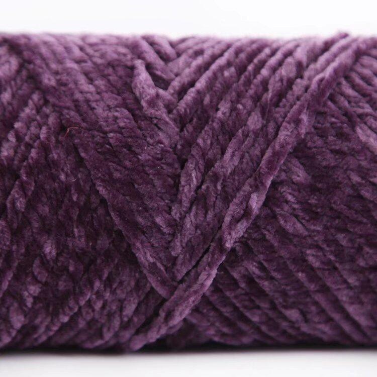 3 Strands Glossy Velvet Hand-Woven Thread Woven Scarf Doll Blanket Chenille Thread Segment Dye 100G Ball