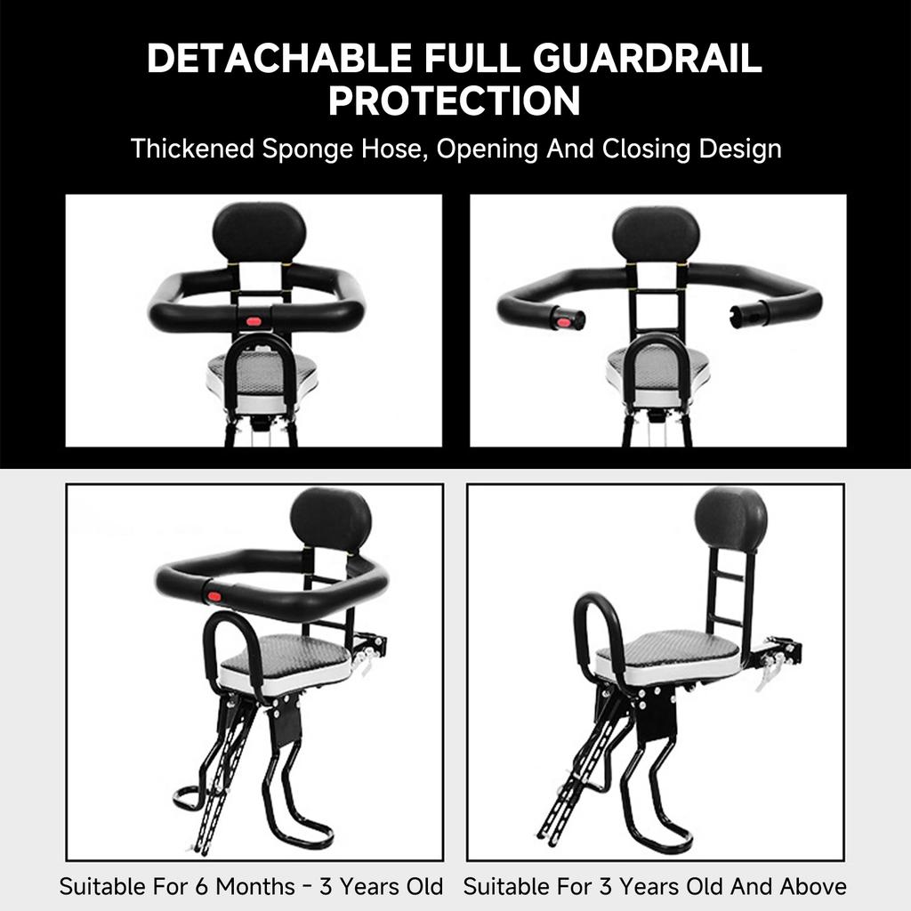 Child Bike Seat Electric Mountain Portable Thickened Sponge Seat 80KG Capacity for Multiple Models Individually Packaged