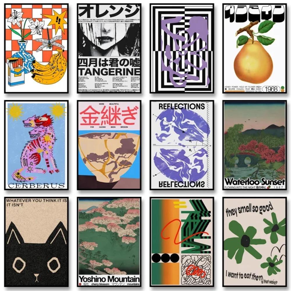 Vintage Classic Posters Retro Abstract Tin Signs Print Mid Century Wall Art Canvas Painting for Living Room Bedroom Home Decor