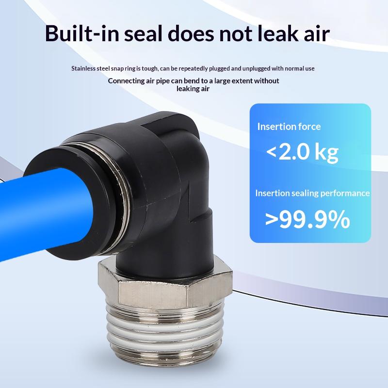 5Pcs 90 Degree Push Fit Copper Air Tube Connector Black Industrial Pneumatic Pl6-01/Pl6-02/Pl8-02/Pl8-03/Pl10-03/Pl12-03
