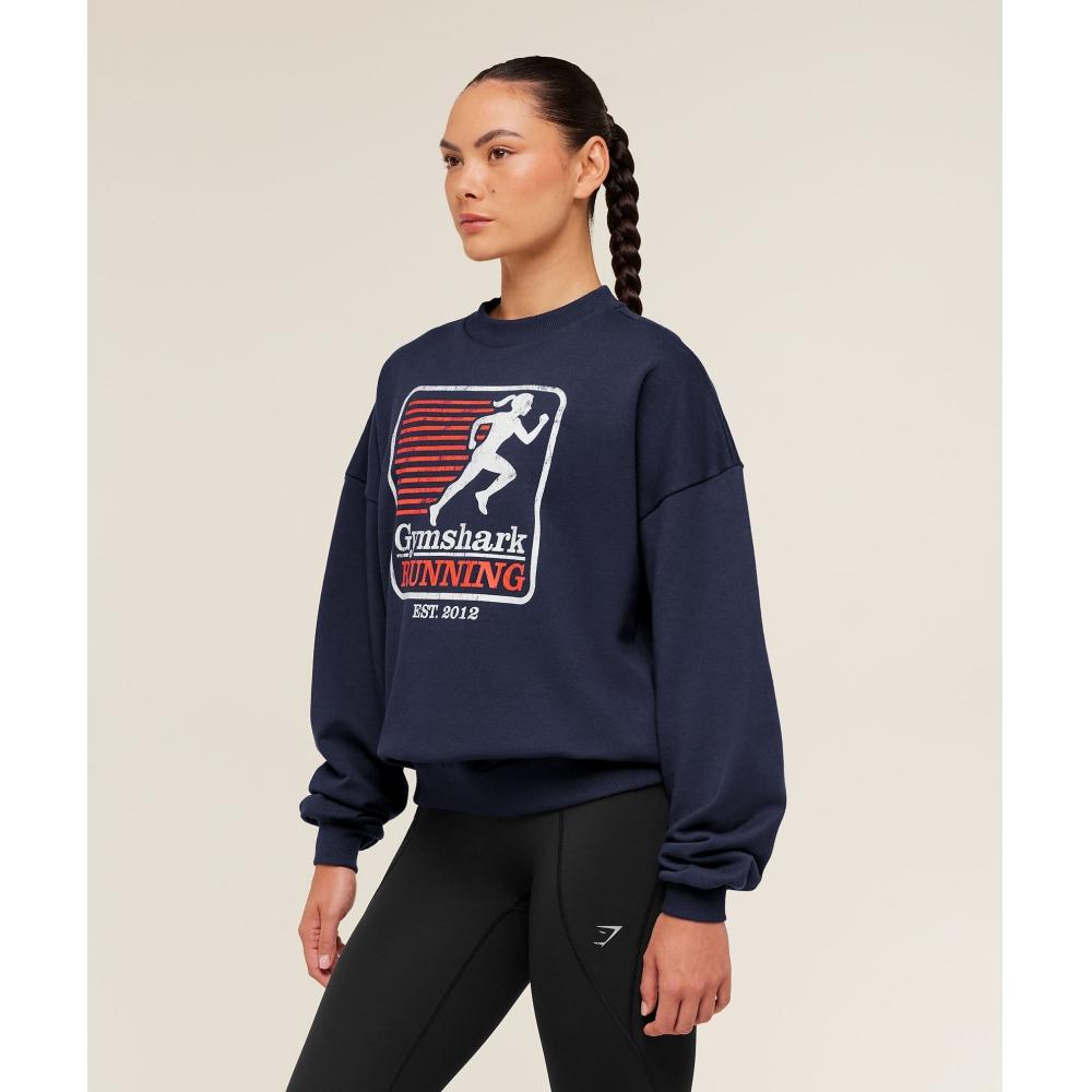 Gymshark Run Club Graphic Sweatshirt Heavy Blue B6b5g Uctn