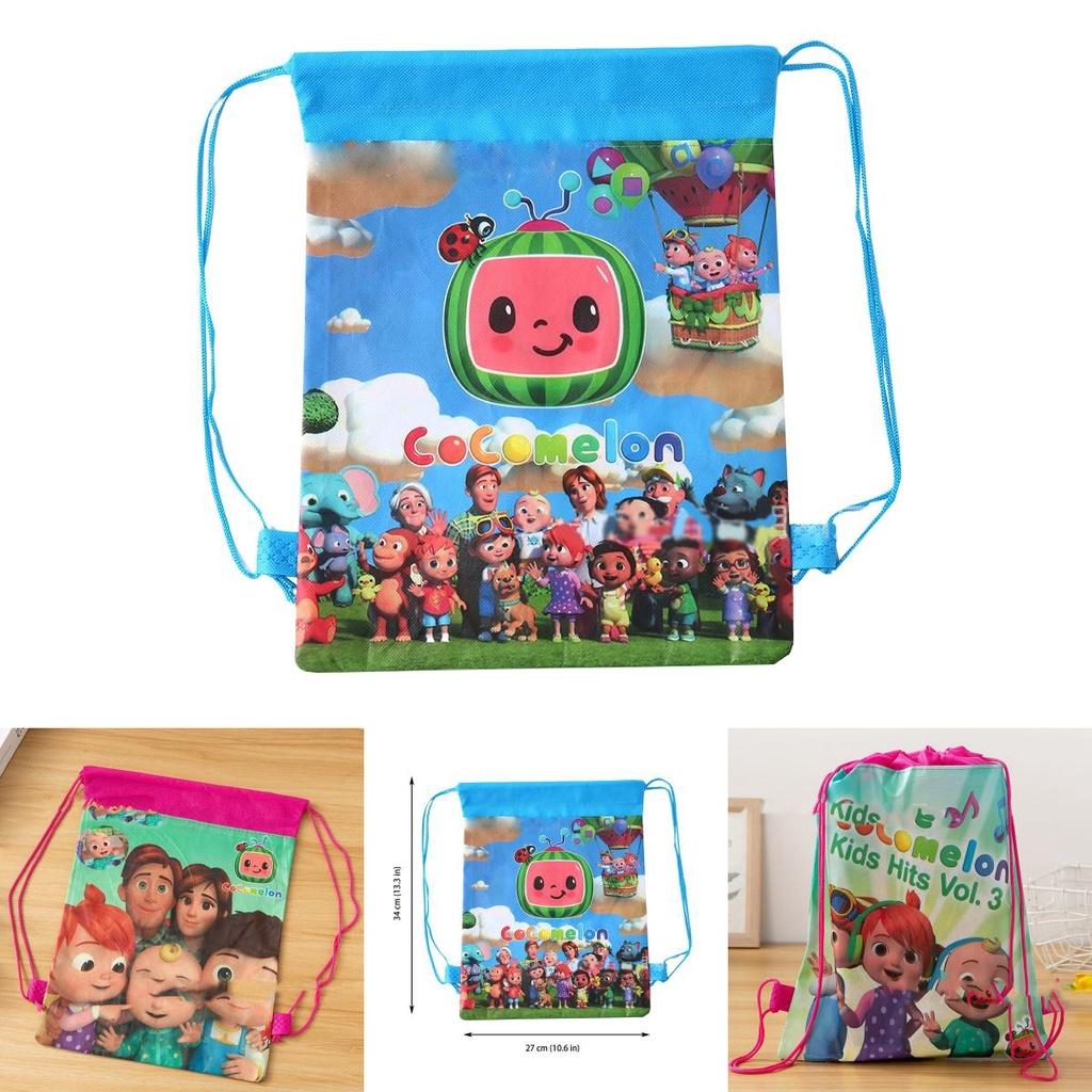 Cocomelon Drawstring Bag Backpack For Kids Featuring Stain-resistant Non-woven Fabric
