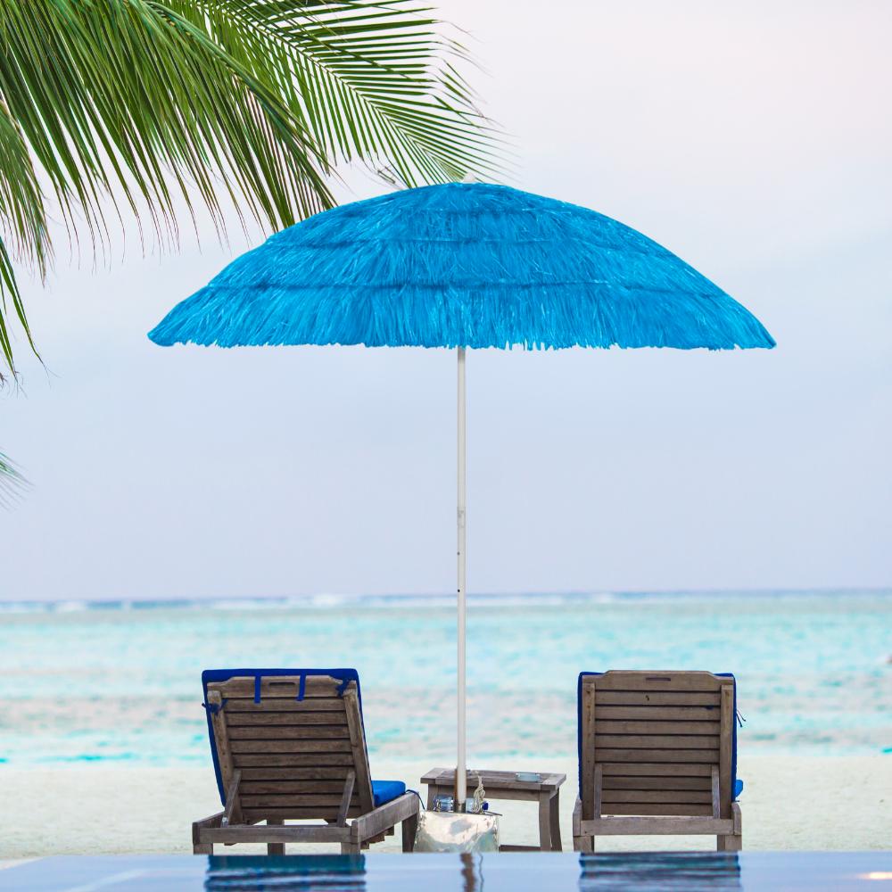 Hawaiianischer Garten Strand Sonnenschirm für Balkon Terrasse Schnüre Strand Blau