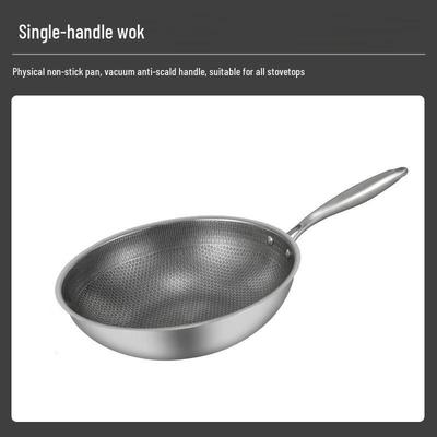 Lilang 34cm Edelstahl Wabenmuster Antihaft Wok & Pfanne