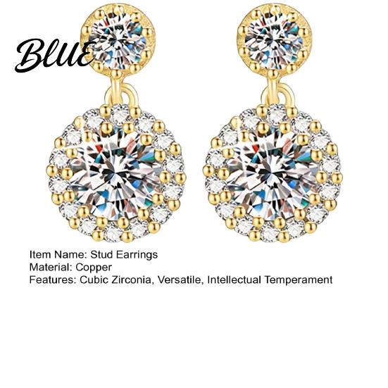 Earrings 1 Pair Stud White Cubic Zirconia Stones Ear Studs