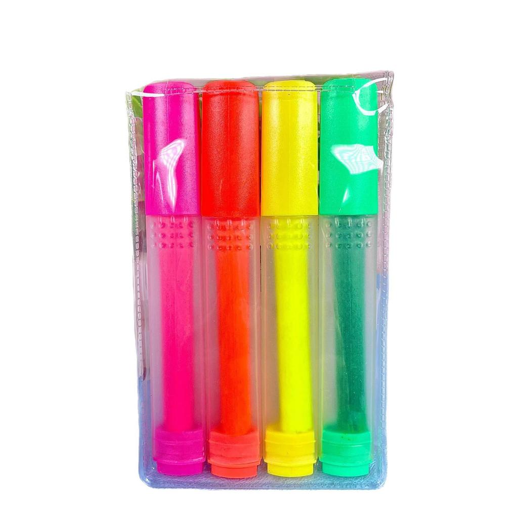 4-Color Fluorescent Flat Head Marker Set for Students