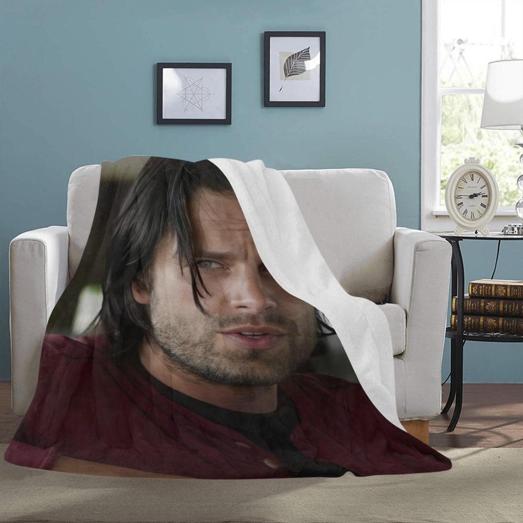 HUGE BEST PRICE Sebastian Stan Blanket Fleece Travelling Birthday Gifts Mothers Fathers Day