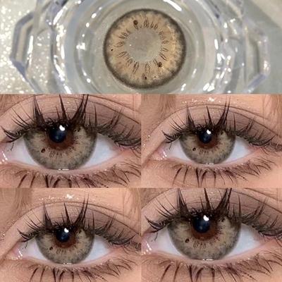 Mill Creek 2PCS Cosmetic Contact Lenses 14.2MM Iris 4 Color Contact Lenses Comfort Soft Natural Cool Eye Yearly Use Beauty Pupli 0 Grade