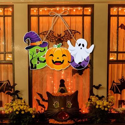 Veselý halloween cedulka na dveře Strašidelná dýně duch netopýr kostra vnitřní venkovní venkovní přední dveře nástěnná dekorace na uvítanou dveřní štítek domácí party potřeby