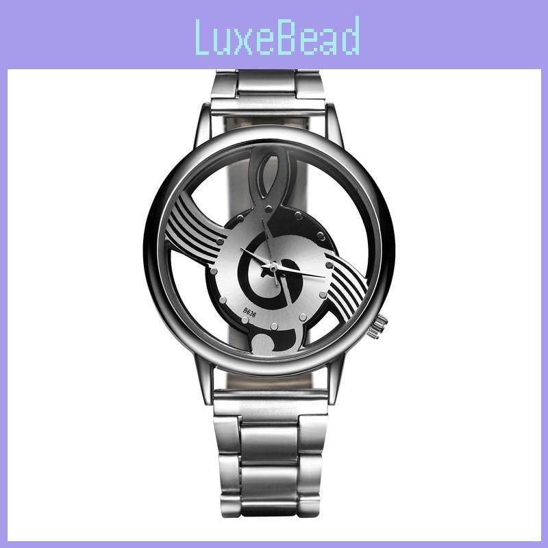 Music Themed Hollow Wristwatch With Black Buckle Band