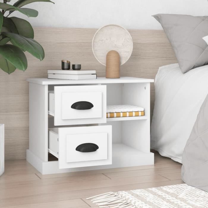 VidaXL White Bedside Table 60x35.5x45 Cm 816368