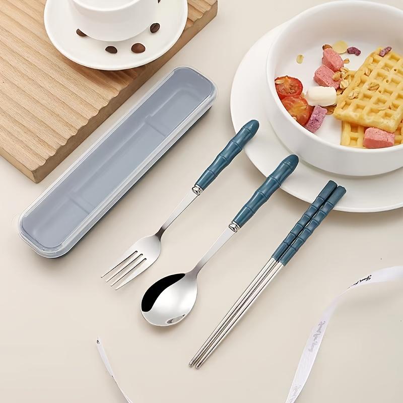 1 Set of Holiday Tableware - 3 Sets Stainless Steel Portable Cutlery (Chopsticks, Spoon, Fork) for Gatherings, Travels, Kitchens, Restaurants