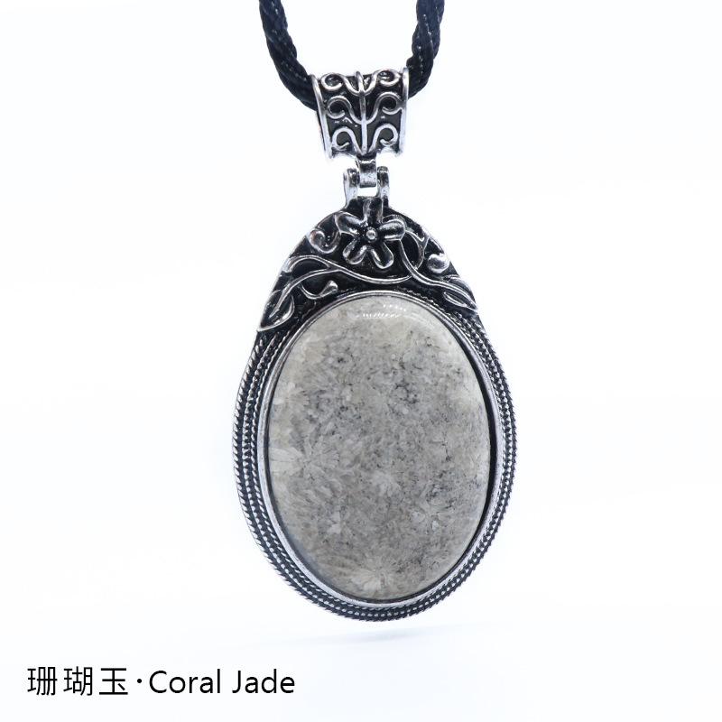 ET of gemtone crystal agate semi-precious stone alloy inlaid gemstone pendant, jewelry