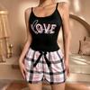 Set Pigiama Estivo da Donna Stile Europeo e Americano Sexy con Stampa Top Canottiera e Pantaloncini Casual Due Pezzi Loungewear