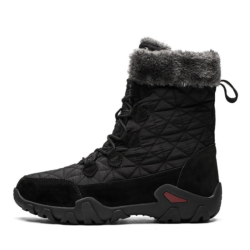 Large Size Winter Outdoor Large Cotton Northeast Snow Boots High-top Men's Tall Tube Velvet Warm Thick-soled Waterproof Cotton Shoes