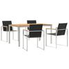 Garden Dining Set 5 Pcs Solid Teak Wood and Stainless Steel