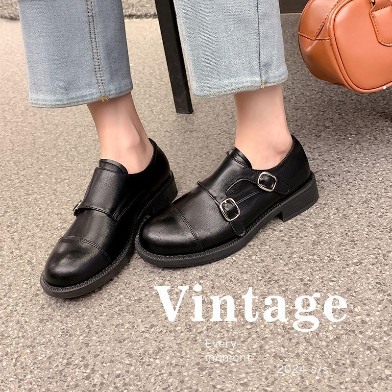 Grape mother same leather engraved retro platform loafers 2025 early spring new Oxford British style small leather shoes