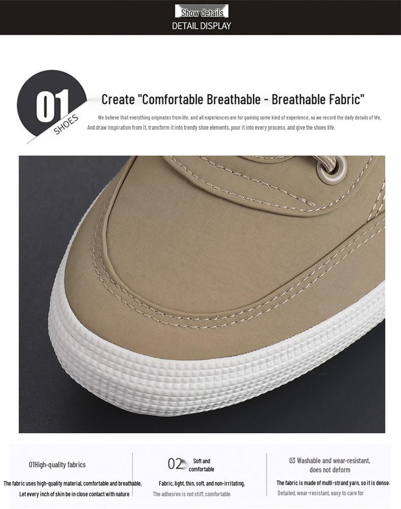 2025 Summer Men's Breathable Canvas Shoes - Korean Style Versatile Casual White Sneakers
