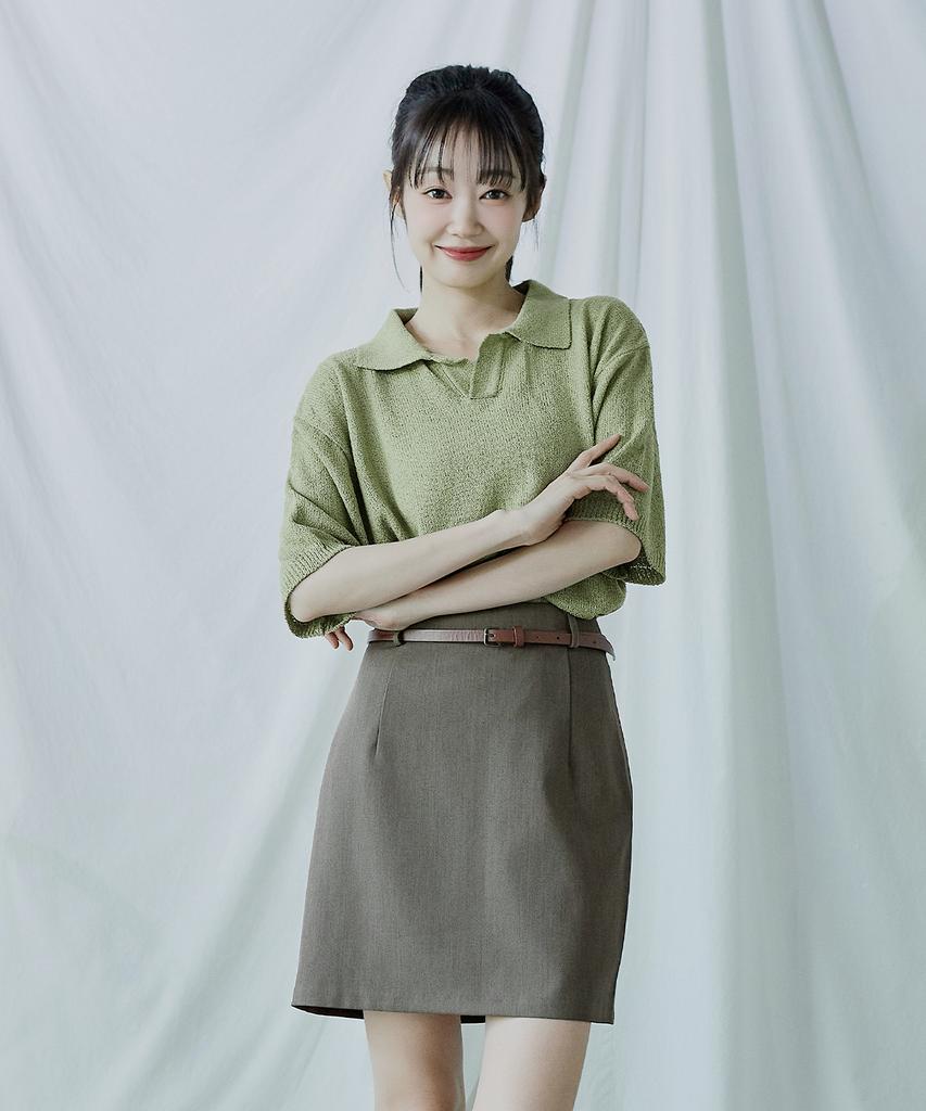 POLYGRAM Boucle Open Collar Half Knit - 8 Colors (Type A)