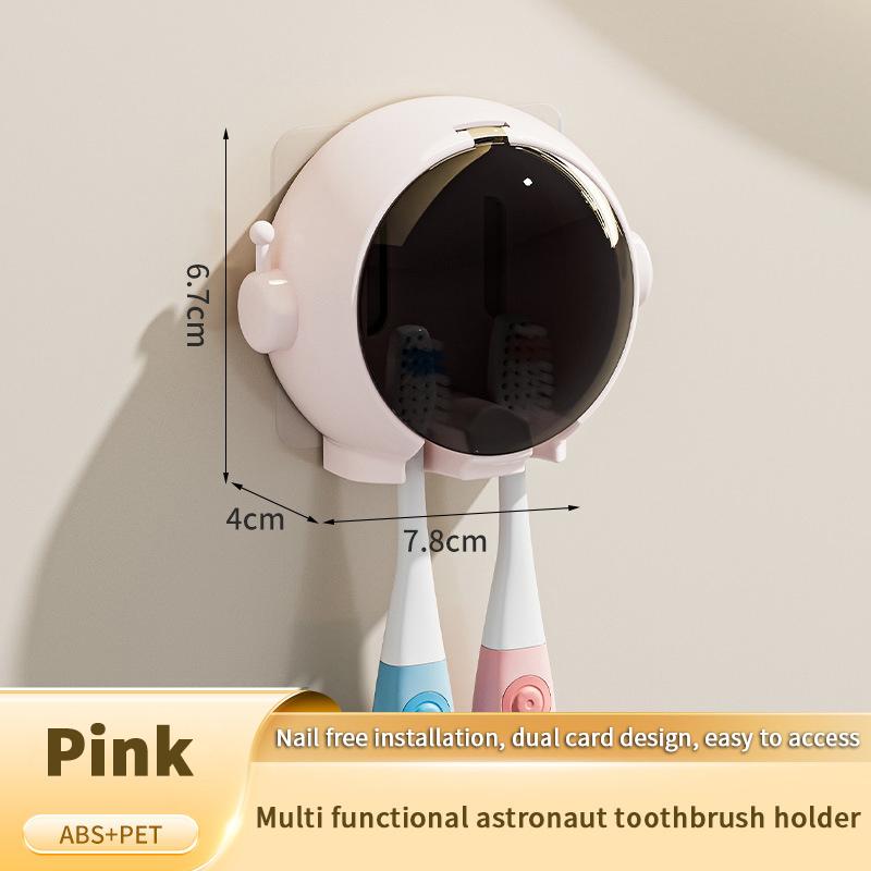 Toothbrush Holder Wall Mounted Toothbrush Holder Rack With Lid Wall Mount Space-Saving Household Organizers For Toothbrushes For