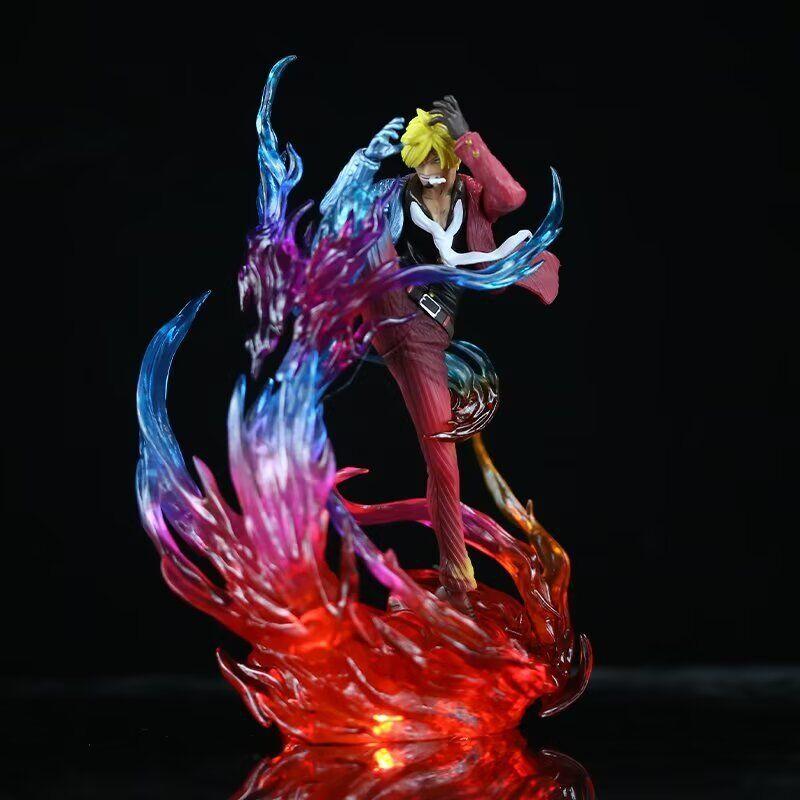 Anime One Piece Statue Figure Jacksdo Devil Wind Leg Vinsmoke Sanji Luminous Figure Collection Model Desktop Decoration Gift