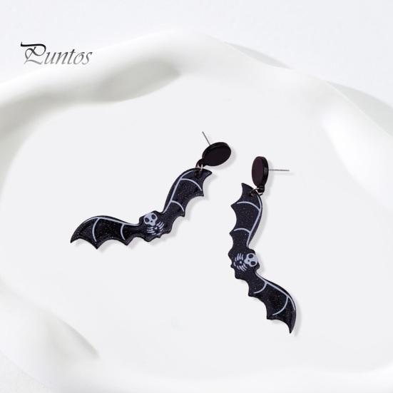 1 Pair Halloween Earrings Spooky Chic Bat Cat Skull Lightweight Trendy Personality Fun Comfortable Earrings