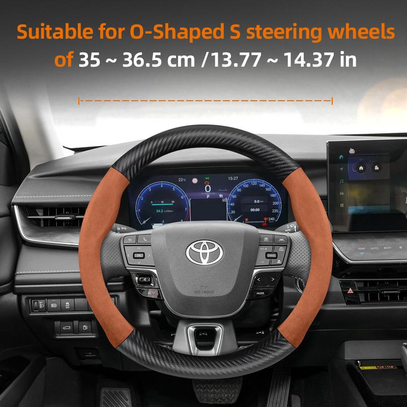 Suitable for Toyota Suede Matte Carbon Fiber Texture Steering Wheel Cover Suitable for Chr Yaris Auris Rav4 Corolla Hilux Wish Roomy Aqua Priu