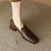 Women's Soft Leather Loafers Spring Autumn Soft Slip On Chunky Heel Versatile Loafers Women British Style Shoes