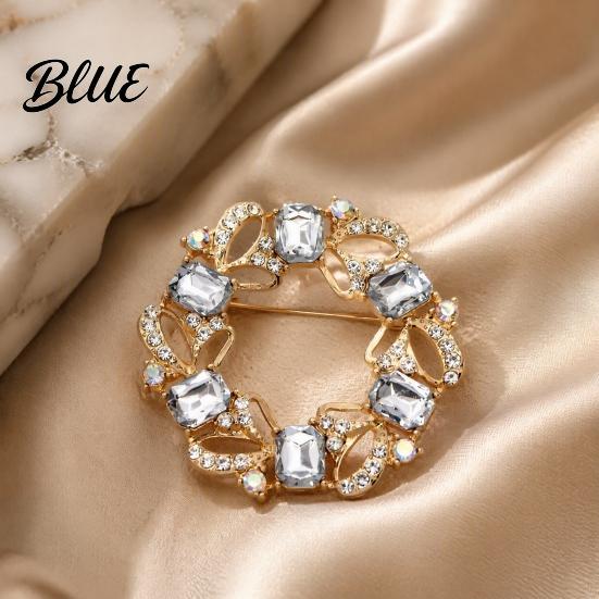 Formal Outfit Embellishment Women Rhinestone Hollow Wreath Brooch Dainty Decorative Badge Brooch Pin Sweater Cardigan Coat Dress Jewelry Accessories
