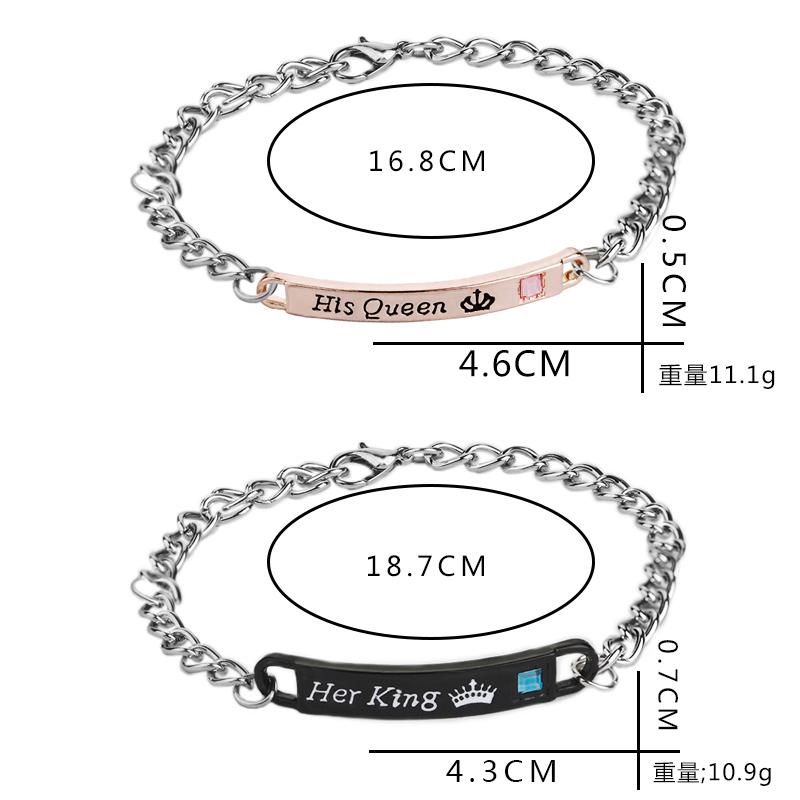 Fashion Black Rose Gold Color Charm His Queen Her King Beauty Beast Crystal Male Bracelet Jewelry For Men Women Gifts