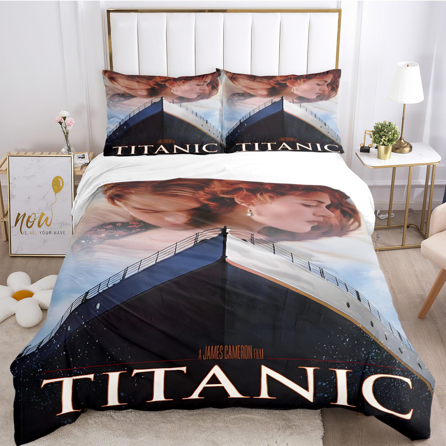 

Titanic Romantic Love Al Season Soft Duvet Cover Warm Comforter Beding Sets Soft Comfortable Quilt Cover plus Pilowcases Single/Double/Quen/King 135*200cm Eu-Single