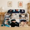 Kpop BBTS Jeon Jung Kook JK Flannel Blanket Soft Warm Throw Blanket for Bedroom Living Room Bed Travel Camping Picnic Gift