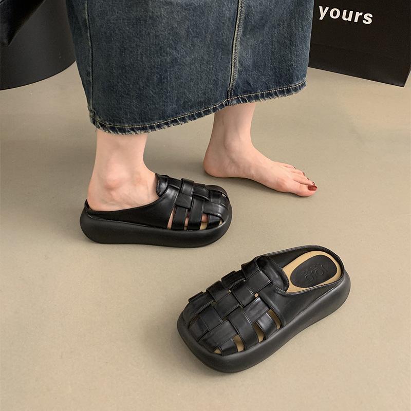 Podwyższające platformy torba głowa półpantofle damskie letnie noszenie francuski temperament baśniowe sandały muffinki plaża nad morzem buty rzymskie