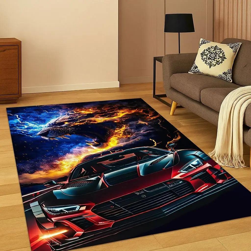 Sports Car Racing Car Carpet Rug for Playroom Living Room Bedroom Home  Kitchen Doormat Decor Living Room Decoration Carpet