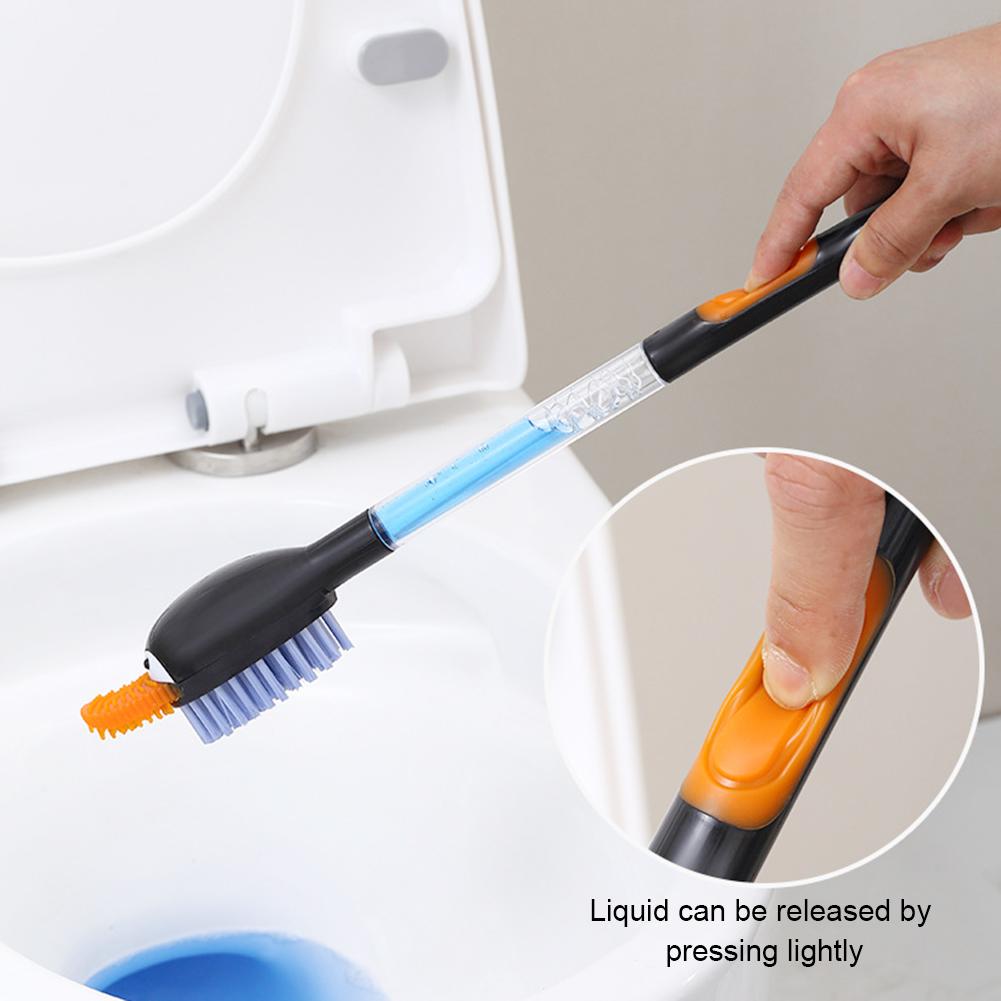 Penguin Shape Silicone Toilet Brush with Holder Soap Dispensing Toilet Scrubber Brush Toilet Cleaner Wc Bathroom Cleaning Tools