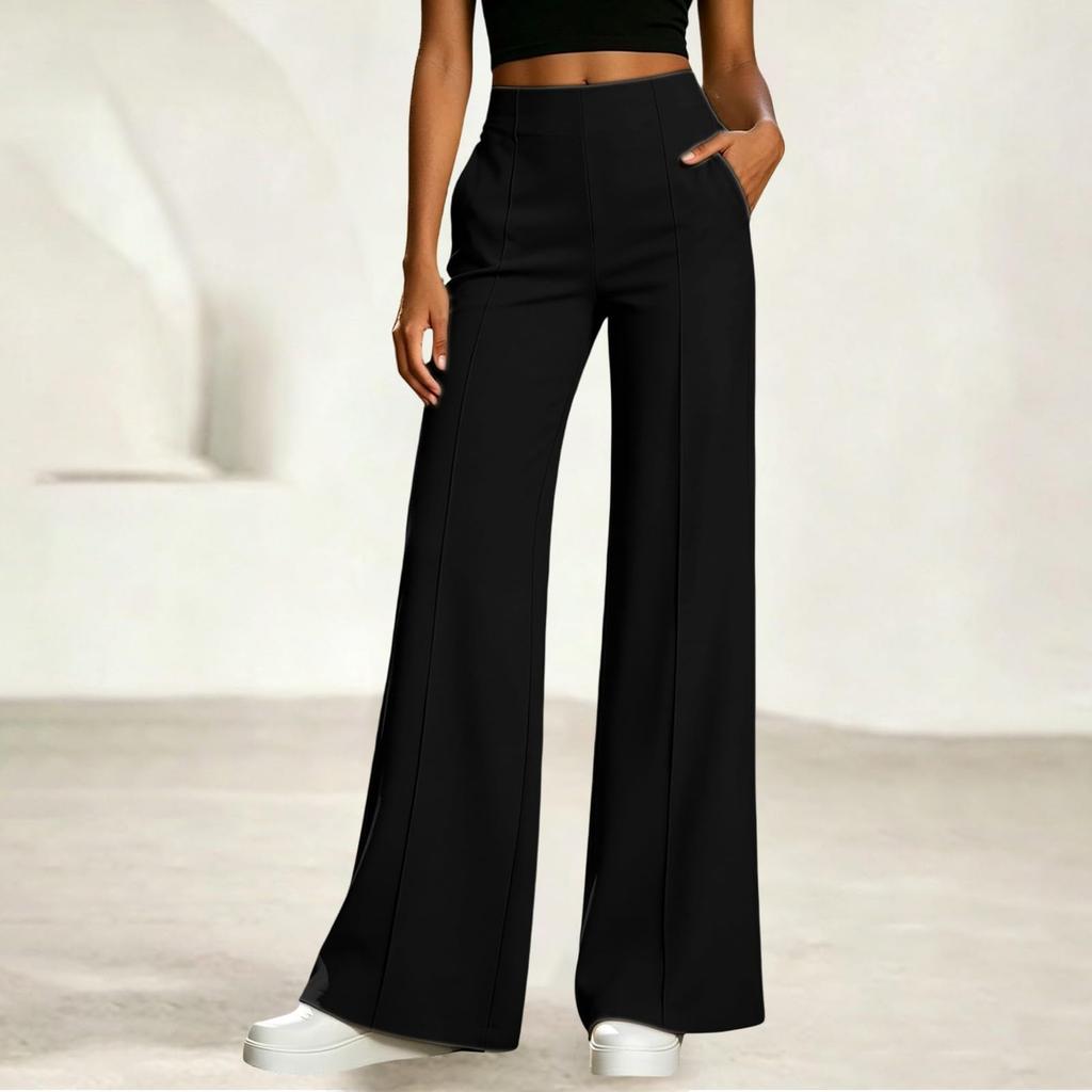 Women's High Waist Wide Leg Pants - Loose Fit Casual Trousers for Everyday Wear